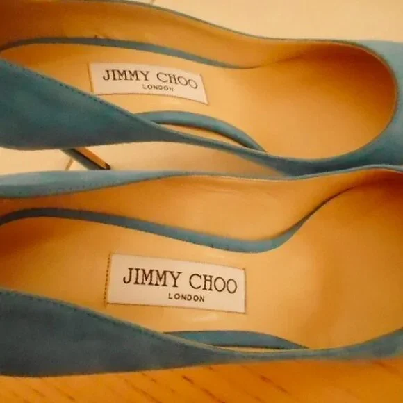 Jimmy Choo London Blue Suede High Heel Pumps - Picture 7 of 10